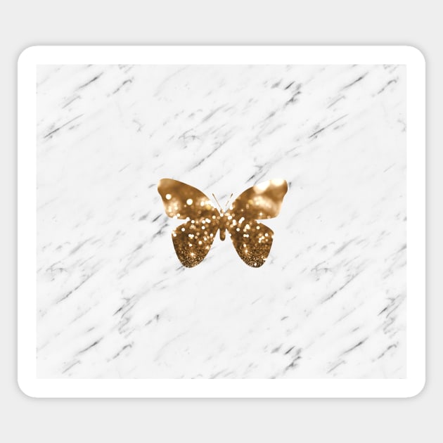 Golden bokeh butterfly Sticker by marbleco